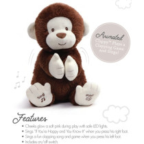 GUND Animated Clappy Monkey Singing and Clapping Plush Stuffed Animal Brown