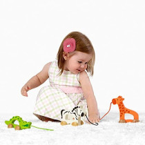 Hape Giraffe Wooden Push and Pull Toddler Toy, L: 5.3, W: 2.4, H: 5.9 inch , Orange