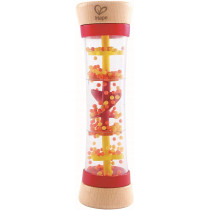 Hape Beaded Raindrops Mini Wooden Musical Shake & Rattle Rainmaker Toy, Red