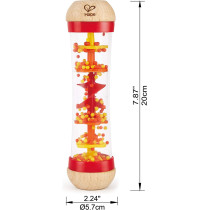 Hape Beaded Raindrops Mini Wooden Musical Toddler Instrument, Shake & Rattle Rainmaker Toy, Red