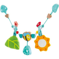 Hape Bumblebee Pram Chain, Colourful Baby Stroller Rattle, Turquoise, Orange, Green