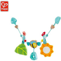 Hape Bumblebee Pram Chain, Colourful Baby Stroller Rattle, Turquoise, Orange, Green