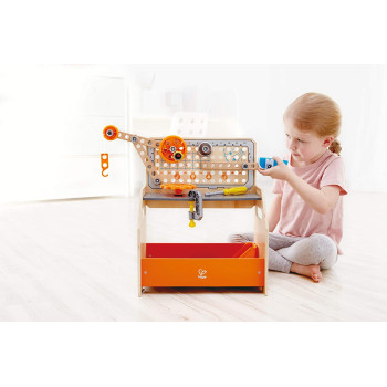 Hape Discovery Scientific Workbench Kids Construction Toy, Children'S Workshop With Over 10 Possible Creations, Toys For Kids 4+, Multicolored (E3028), "L: 14.4, W: 9.6, H: 17.5 Inch"