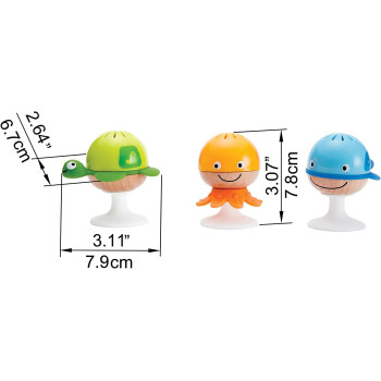Hape E0330 Put-Stay Rattle Set Three Sea Animal Suction Rattle Toys, Baby Educational Toy Set
