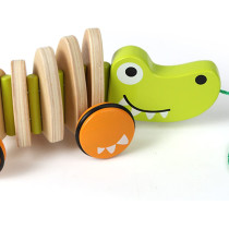 Hape E0348 Walk-A-Long Crocodile Push & Pull Toy - Green