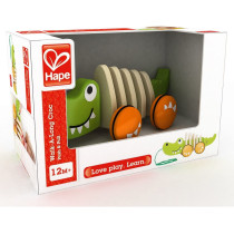 Hape E0348 Walk-A-Long Crocodile Push & Pull Toy - Green