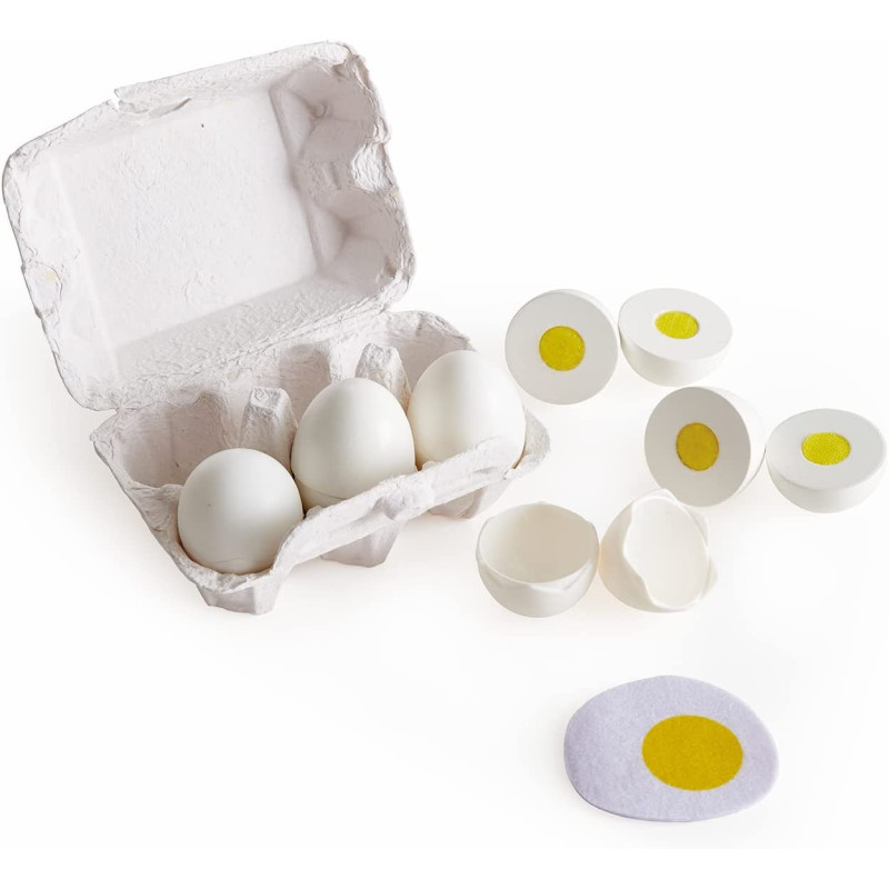 Hape E3156 Egg Carton, Wooden Food And Kitchen Accessories, White, Hape Egg Carton Wooden Food And Kitchen Accessories, E3156