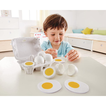 Hape E3156 Egg Carton, Wooden Food And Kitchen Accessories, White, Hape Egg Carton Wooden Food And Kitchen Accessories, E3156