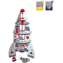 Hape Four-Stage Rocket Ship Award-Winning Wooden Spaceship Toy with Real-Life Space Shuttle Designs, 20 Rocket Space Centre Pieces and Planetary Lander