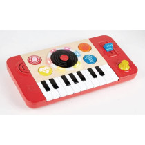Hape Kids Portable Dj Mix And Spin Studio Music Toy Playset With Lights, Sound, And 18 Key Keyboard For Kids Ages 1 To 5 Years , Red