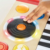 Hape Kids Portable Dj Mix And Spin Studio Music Toy Playset With Lights, Sound, And 18 Key Keyboard For Kids Ages 1 To 5 Years , Red