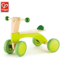 Hape Scoot Around Ride On Wood Bike Award Winning Four Wheeled Wooden Push Balance Bike Toy for Toddlers with Rubberized Wheels, Bright Green