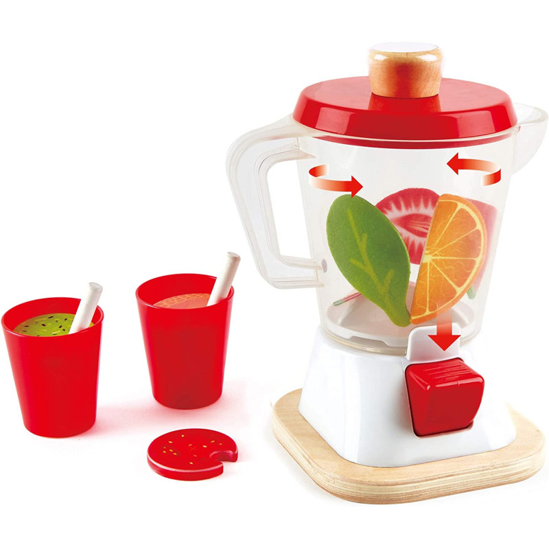 Hape Smoothie Blender Multicolor Kitchen Smoothie Machine Play Set Complete with Cups & Straws, 9.44 Inch