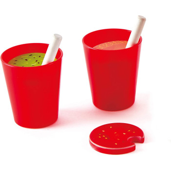 Hape Smoothie Blender Multicolor Kitchen Smoothie Machine Play Set Complete with Cups & Straws, 9.44 Inch