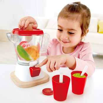Hape Smoothie Blender Multicolor Kitchen Smoothie Machine Play Set Complete with Cups & Straws, 9.44 Inch