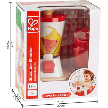 Hape Smoothie Blender Multicolor Kitchen Smoothie Machine Play Set Complete with Cups & Straws, 9.44 Inch