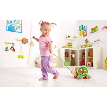 Hape Walk A Long Snail Pull Toy |Award Winning Toddler Wooden Push And Pull Toy With Removable Color Coded Shape Sorter Shell, Fun Educational Toy For Kids