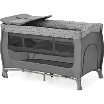 Hauck Travel Cot Set Sleep N Play Center For Babys And Toddlers From Birth Up To 15 Kg, 120 X 60 cm, Changing Table, 2Nd Level, Wheels, Side Hatch, Foldable, Nordic Grey