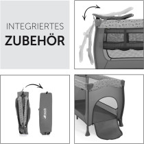 Hauck Travel Cot Set Sleep N Play Center For Babys And Toddlers From Birth Up To 15 Kg, 120 X 60 cm, Changing Table, 2Nd Level, Wheels, Side Hatch, Foldable, Nordic Grey