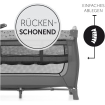 Hauck Travel Cot Set Sleep N Play Center For Babys And Toddlers From Birth Up To 15 Kg, 120 X 60 cm, Changing Table, 2Nd Level, Wheels, Side Hatch, Foldable, Nordic Grey