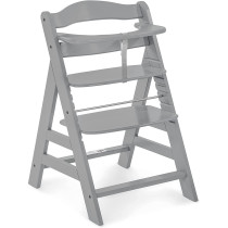 Hauck Wooden Highchair Alpha + / Adjustable For Children From 6 Months Up To 90 Kg / 5-Point Harness Included / Usable From Birth In Combination With Newborn Set (Not Included) / Grey (Pack Of 1)