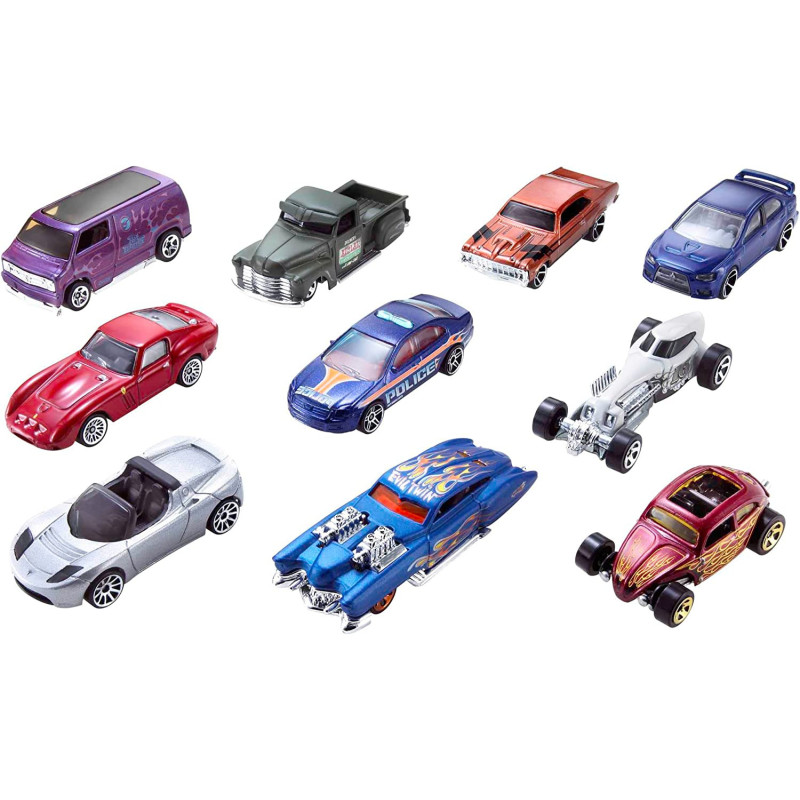 Hot Wheels Basic Cars, 10 Hot Wheels Car in 1 Pack 54886