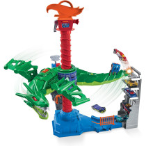 Hot Wheels City Air Attack Robo Dragon Play Set Motorized with Different Sounds and 1 Hot Wheels Car GJL13, Multicolour
