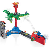 Hot Wheels City Air Attack Robo Dragon Play Set Motorized with Different Sounds and 1 Hot Wheels Car GJL13, Multicolour