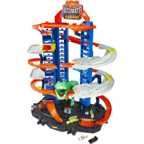 Hot Wheels City Robo T-Rex Ultimate Garage Multi-Level Multi-Play Mode Park 100 Plus 1:64 Scale Cars Gjl14