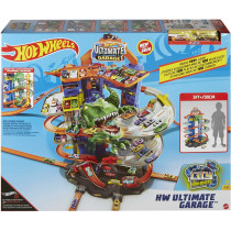 Hot Wheels City Robo T-Rex Ultimate Garage Multi-Level Multi-Play Mode Park 100 Plus 1:64 Scale Cars Gjl14