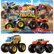 Hot Wheels Monster Trucks 1:64 Scale Die-Cast Demolition Doubles 2-Pack Assortment For Kids Age 3 - 8 Years Old, Collectible Toy Truck With Big Wheels For Crashing And Smashing Styles May Vary