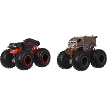 Hot Wheels Monster Trucks 1:64 Scale Die-Cast Demolition Doubles 2-Pack Assortment For Kids Age 3 - 8 Years Old, Collectible Toy Truck With Big Wheels For Crashing And Smashing Styles May Vary