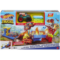 Hot Wheels Monster Trucks Blast Station Playset with HW Demo Derby & Crushable Cars