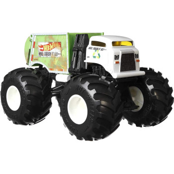 Hot Wheels Monster Trucks Will Trash It All 1:24 Scale Vehicles, Collectible Die-Cast Metal Toy Trucks with Giant Wheels & Stylized Chassis, Gift for Kids Ages 3 Years Old & Up