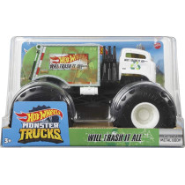 Hot Wheels Monster Trucks Will Trash It All 1:24 Scale Vehicles, Collectible Die-Cast Metal Toy Trucks with Giant Wheels & Stylized Chassis, Gift for Kids Ages 3 Years Old & Up