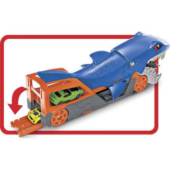 Hot Wheels Shark Chomp Transporter Playset With One 1:64 Scale Car For Kids 4 To 8 Years Old Gvg36