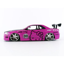 Jada Toys Hello Kitty 2002 Nissan Skyline GT-R (R34) 1:24 Die Cast Vehicle