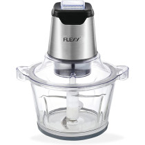 Flexy Electric Food Chopper Meat Chopper With Speed Control Safety Function 1.2L Glass Bowl 2 Stainless Steel Blades