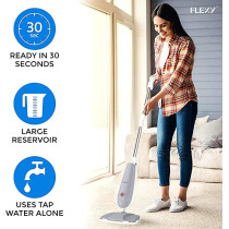 Flexy 1300W High Steam Multifunction Steam Mop With Carpet Glider, Microfiber Mop Pad and Measuring Cup