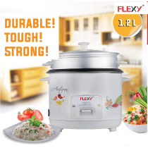 Flexy 1.2 Liter 400W Electric Rice Cooker With Steamer Non-Stick Inner Pot And Automatic Cooking