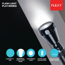 Flexy Rechargeable Q5 LED Flash Light 1800 Meters Beam 25X7X7CM - Pack Of 4