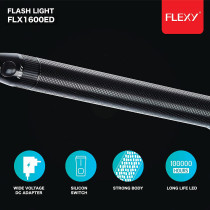 Flexy Rechargeable Q5 LED Flash Light 1800 Meters Beam 25X7X7CM - Pack Of 4