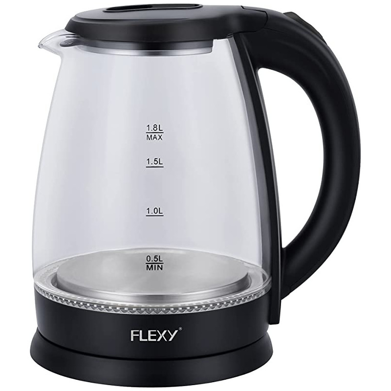 Flexy 1.8 Liter 1500W Glass Body Electric Cordless Kettle With 360 Degree Swivel Base