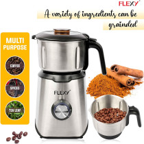 Flexy 600W 2 in 1 Grinder Blender Combo With Stainless Steel Jars For Hard Grinding And Blending
