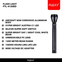 Flexy Rechargeable Q5 LED Flash Light 1500 Meters Beam 22X6X6CM Pack Of 2