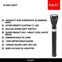 Flexy Rechargeable Q5 LED Flash Light 1500 Meters Beam 26X6X6CM Pack of 2