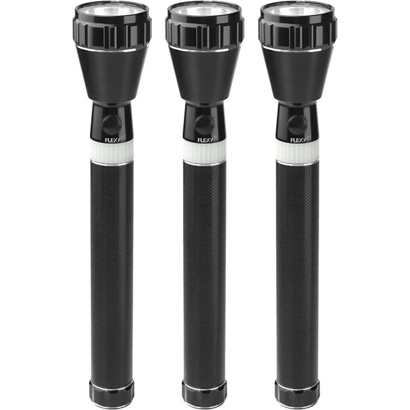 Flexy Rechargeable Q5 LED Flash Light 1200 Meters Beam 23X6X6CM Pack Of 3