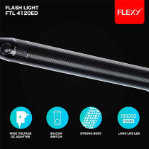 Flexy Rechargeable Q5 LED Flash Light 1200 Meters Beam 23X6X6CM Pack Of 3