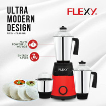 Flexy 750W Mixer Grinder 3 In 1 Perfect for Dry Wet Fine Grinding And 2 Stainless Steel Jars Indian Blender