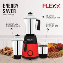 Flexy 750W Mixer Grinder 3 In 1 Perfect for Dry Wet Fine Grinding And 2 Stainless Steel Jars Indian Blender